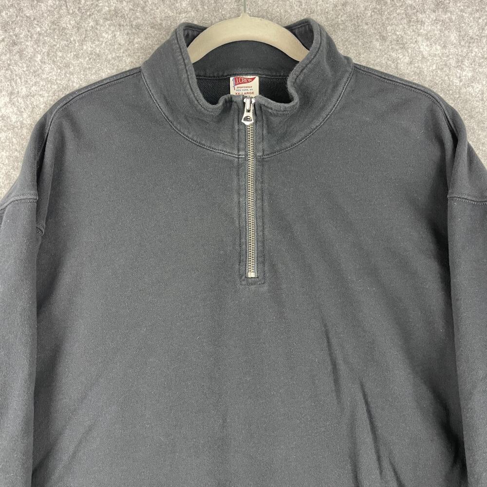 Vintage J Crew Sportswear Sweatshirt Mens XXL Black 1/4 Zip Heavyweight Pullover - Picture 2 of 13